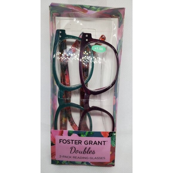 Foster Grant Doubles 2 Pack FGX +1.50 Hair Notions Designer Reading Glasses - Picture 2 of 10